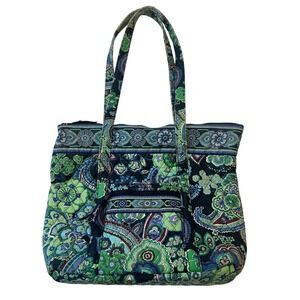 Vera Bradley Tote Bag Quilted Floral Lightweight‎ Travel Carry On Green